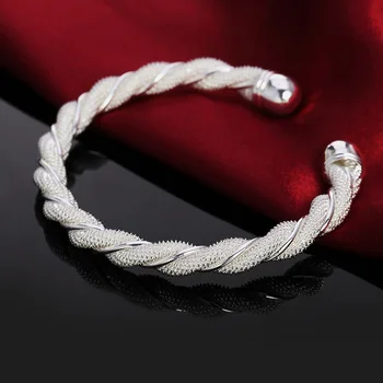 kórejský módne 925 sterling Silver Náramky jemné Krúteného drôtu prívesky pre Ženy Strany luxusné svadobné doplnky, Šperky