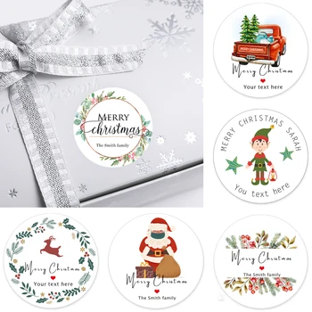 Vlastné Veselé Vianoce Nálepky Osobné Vianočný Roztomilý Zvieratá, Stromy Dekor Nálepky DIY Vianočný Darček Zábal Labels