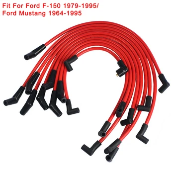 Červená 10,5 mm Racing Spark Plug Drôty Nastaviť pre Ford 5.0 L 5.8 L, SB SBF 302 Pre Ford F-150 1979-1995 pre Ford Mustang 1964-1995